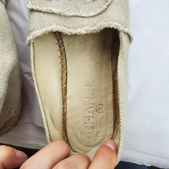 Chanel espadrille cream and black canvas, old money designer luxury size 40 - Picture 11 of 12
